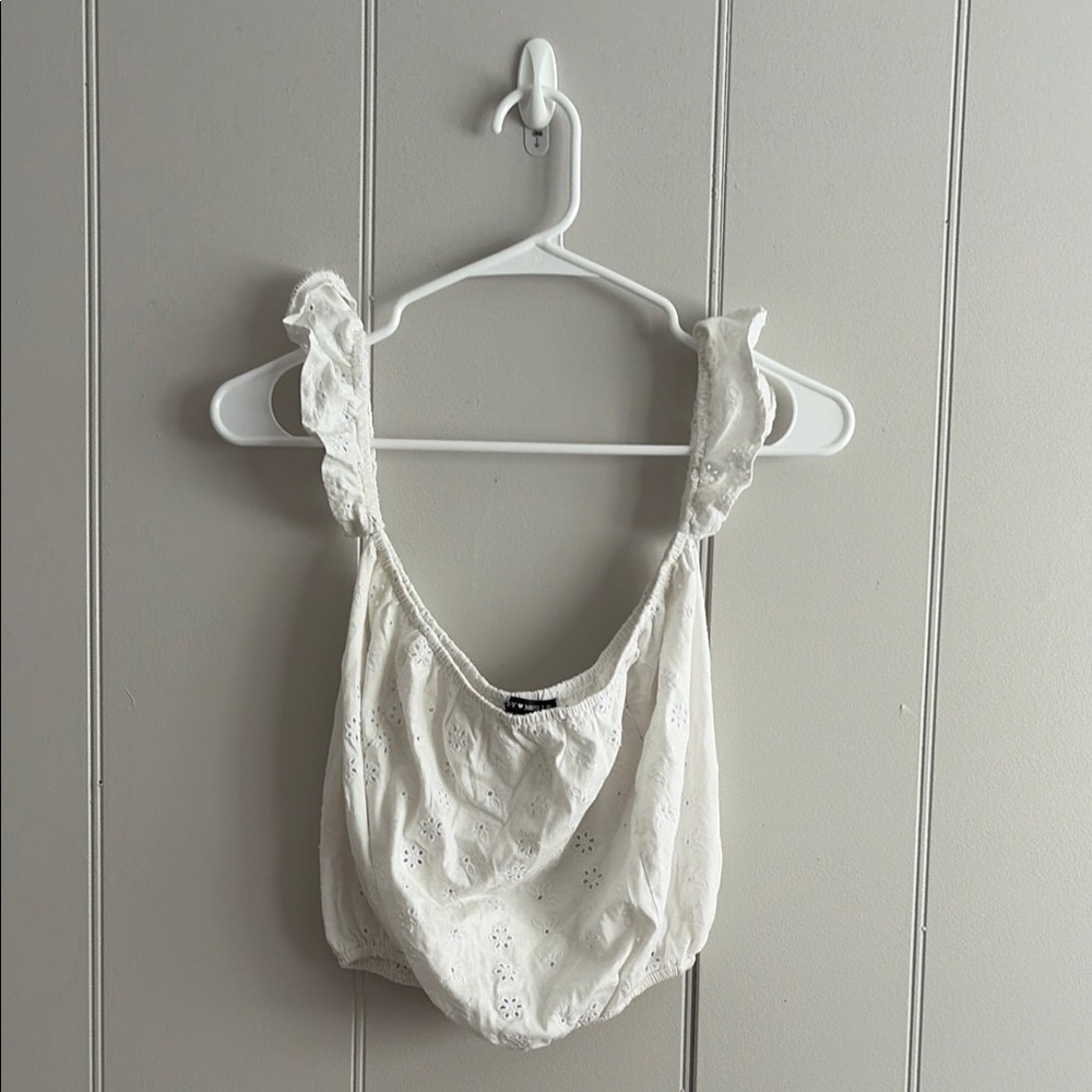 Brandy Meville White Eyelet off shoulder Top